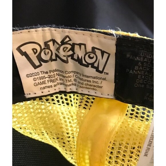 Pokémon Pikachu Black & Yellow Trucker Hat With Breathable Mesh Back Snapback - Picture 2 of 6